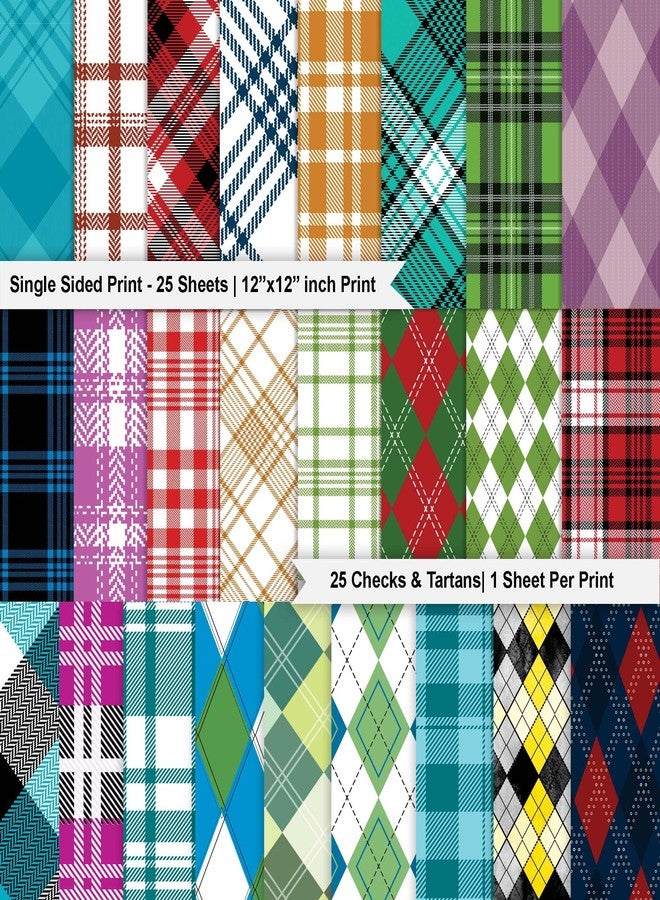 Inkdotpot مجموعة ورق قصاصات Inkdotpot، 25 ورقة بنقشة مربعات وتارتان، مقاس 12 بوصة × 12 بوصة، ورق قصاصات أحادي الجانب - ورق مقوى ملون، لوازم صناعة البطاقات والخلفيات الزخرفية - ورق للمذكرات والحرف اليدوية - Image 2